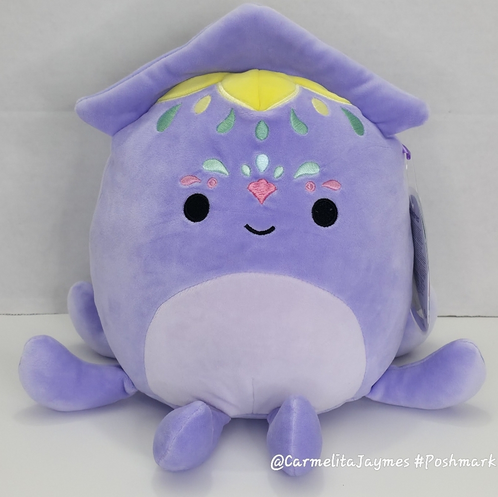 ADOPT ME 🐙 HTF 8" Purple Squid w Markings & FREE Virtual Item Squishmallow NWT